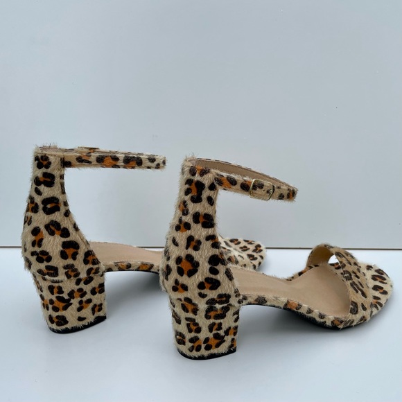 New Bella Marie Leopard Pony Hair Ankle Strap Sandals - Size 9 - Picture 2 of 6